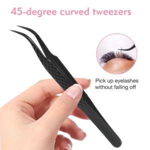 Pince à épiler professionnelle courbée pour extensions de cils, pointe fine de précision, isolation des cils, outil de volume pour salon de beauté - Product Image 4