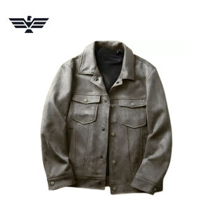 Blouson Trucker Homme en Daim au Design Unique, Style Vintage, Boutonné, Décontracté, avec Logo Frontal, Teint Uni - Product Image 5