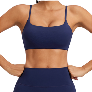 Sujetador Deportivo Inalámbrico Transpirable de Alta Sujeción para Mujer con Material de Spandex/Nailon, Cuello en U, Diseño Sólido, Logotipo Delantero y Trasero para Correr - Product Image 1
