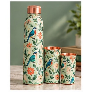 Juego de Termo Metálico con Diseño Floral de Tulipanes Rosa Blanco Hueso Artístico, con 2 Tazas a Juego, Vajilla Portátil para Viajes - Product Image 3