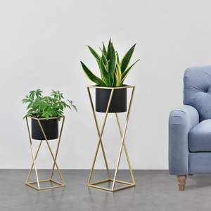 Support de plantes de luxe, cage à plantes en métal, support de pot de fleurs en fer doré, support de pot de fleurs noir, porte-plantes minimaliste - Product Image 5