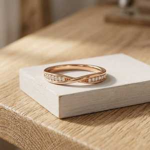 New <b>Stacked</b> <b>Ring</b> Round Brilliant Cut Lab Grown Diamond <b>Ring</b> in 10K 14K 18K Solid Gold Color E Clarity VVS Stackable Wedding Band - Product Image 3