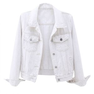<b>White</b> Denim Jacket Unisex Casual Turn-down Collar Regular Sleeve Horn Button Autumn Knitted Slim Fit Windproof Breathable - Product Image 1