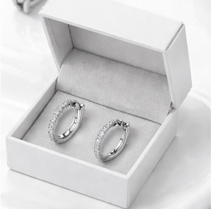 Pave Zircon Classic <b>Hoop</b> Earrings 925 Sterling <b>Silver</b> Rhodium Plated Women Fine Jewelry for Party Occasions - Product Image 5