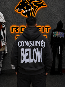 Men's <b>Black</b> Hooded <b>Sweatshirt</b> DTF print Below Hand Embroidery Streetwear Oversized Fit Autumn Wear - Product Image 2