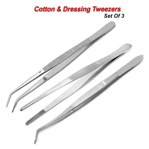 Lot de 3 outils dentaires réutilisables : pinces à dissection, pinces à tissus, pinces manuelles en acier pour pansements en coton - Product Image 2