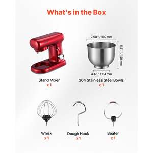 Batteur sur socle électrique de 3 litres, 300 W, mélangeur alimentaire de cuisine, 10 vitesses, bol en acier inoxydable inclinable, crochet à pâte, fouet, batteur pour la pâtisserie - Product Image 3