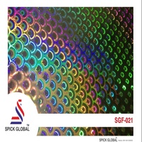Lámina de Película Holográfica con Patrón de Escamas de Pescado PET Premium, Reflectante Láser Arcoíris, para Embalaje de Etiquetas Personalizadas Anti-Falsificación