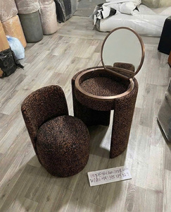 Quality Modern Oak Wood Corner <b>Vanity</b> - Makeup Table for Girls with <b>Mirror</b> & Chair Set Cheap Pricing - Product Image 4