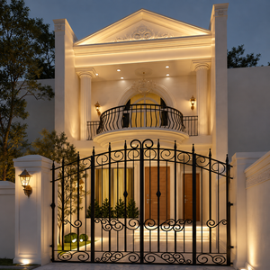 Custom Steel Gates for Luxury Villa, Decorative Wrought <b>Iron</b> Driveway Gate with Heavy Duty Construction and Powder Coated Finish - Product Image 3