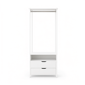 Armario Modular con Estructura Metálica, 3 Cajones y Barra Larga para Colgar Ropa, Color Blanco/Plateado, para Organización de Ropa - Product Image 2