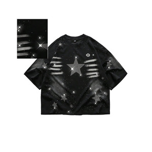 Nouveau style tendance OEM personnalisé T-shirt homme en strass Bling Crystal Streetwear Coton Chemises homme Décontracté Soirée Mode Fabrication - Product Image 1