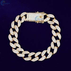 สร้อยข้อมือคิวบันลิงค์เพชรแล็บโกรว์ 20 มม. แบบฝังเพชรเต็มเส้น ทรงบาแกตต์ สไตล์ฮิปฮอป สร้อยข้อมือสไตล์แร็ปเปอร์สำหรับผู้ชาย - Product Image 6