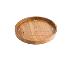 Bandeja para servir de madera de acacia con incrustaciones de madreperla elegante hecha a mano, forma rectangular para comida casera, decoración de Chocolate hecha en la India - Product Image 2