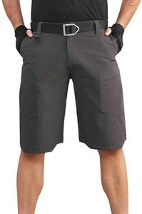 Shorts cargo décontractés pour hommes, couleur unie, anti-humidité, séchage rapide, style workwear, longueur bermuda, fermeture boutonnée, taille mi-haute, avec poches - Product Image 3