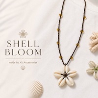 Kalung manik-manik gaya bohemian retro Vietnam untuk pemakaian sehari-hari, dengan liontin bunga kerang, menerima pesanan OEM/ODM.