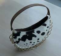 Sac fourre-tout en cuir véritable à imprimé vache avec poils de veau, grande capacité, sac à bandoulière, fermeture éclair, style hobo détachable, unisexe, fermeture éclair intérieure