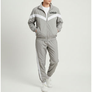 Survêtements personnalisés pour hommes avec logo OEM, coupe-vent bicolore, ensemble 2 pièces pour la gym, joggers unisexes à fermeture éclair, streetwear imprimé, survêtements mi-lourds - Product Image 6