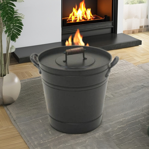 Seau à cendre insulté en fer de style moderne forme ovale décor à la maison support de bois de chauffage insulté pour une utilisation extérieure pour accessoires de cheminée - Product Image 1