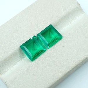 Par de Esmeraldas Cultivadas en Laboratorio, Corte Rondelle (3.25ct 8x8mm) (2 Piezas) HAYAAT GEMS HG-145 de Rajasthan - Product Image 6