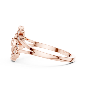 Bague Halo Florale Vintage Or Rose avec Diamants de Laboratoire, Bague Élégante à Motif Floral pour Femme, Cadeau d'Anniversaire - Product Image 4
