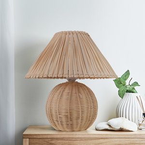 Natural Handwoven <b>Rattan</b> <b>Bedside</b> <b>Table</b> Lamp Home & Hotel Bedroom Decor Wicker Mushroom Shape Lamps - Product Image 6