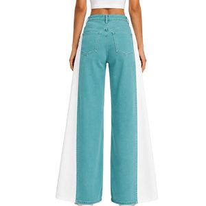 Turquoise Blue <b>Women</b> Wide Leg Jeans High Waist Loose Fit Denim Pants Casual Streetwear Fashion <b>Trousers</b> Trendy Baggy Style - Product Image 2