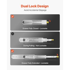 Guide per cassetti a estrazione totale, 1 paio, capacità di carico 500 libbre, con blocco, gamma 18-60 pollici per varie misure - Product Image 3