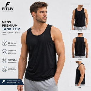 <b>Men's</b> Breathable Eco-Friendly Anti-Pilling Anti-shrink Solid High Street Knitted 100% Cotton Crew Neck <b>Vest</b> 200g Custom Brand - Product Image 1