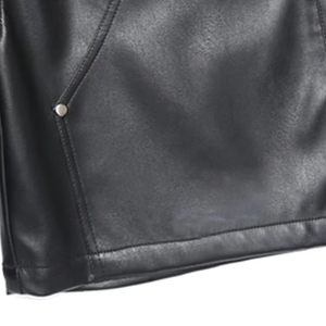 New Trendy Quality Clothes <b>Men's</b> Custom Solid Casual Style Zipper Fly Soft Knee-Length Leather <b>Shorts</b> with <b>Patch</b> Pockets - Product Image 3