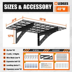 Scaffale a Muro Resistente 24*48 Pollici, Nero, per Supermercato e Garage, Confezione da 2 Pezzi - Product Image 2