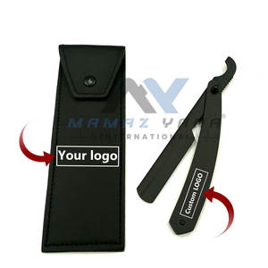Rasoir turc Barber noir mat avec étui en cuir, rasoir droit à lame traversante, personnalisation du logo - Product Image 2