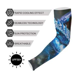 Mangas Protectoras Solares UPF50+ de Poliéster con Estampado de Dragón Azul para Hombre, Impresión por Sublimación con Detección de Agujas - Product Image 3