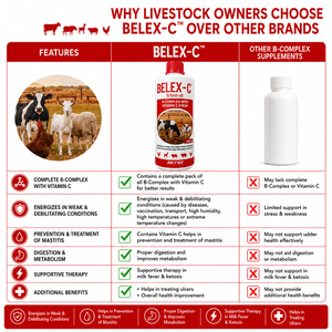 Suplemento líquido BELEX-C con complejo B y vitamina C para ganado, búfalos, terneros, ovejas, cabras y aves de corral. |   Paquete: 5 litros - Product Image 5