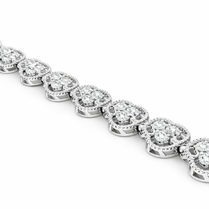 กำไลข้อมือเทนนิสทรงดอกไม้ประดับเพชรซิร์คอนคลาสสิก Rhaya Jewels เงินแท้ชุบโรเดียม 92.5  งานแฮนด์เมด สำหรับทั้งชายและหญิง เหมาะสำหรับงานแต่งงาน - Product Image 3