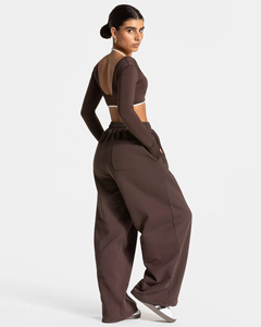 Pantalones de lona casuales para mujer, de corte recto, cintura alta, pierna ancha, 100% algodón, impermeables, ecológicos, antiarrugas, para invierno - Product Image 2
