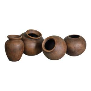 Vase en terre cuite rustique marron Javier fait main, style traditionnel d'Oaxaca, décoration d'appoint pour la maison - Product Image 3