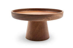 Support à gâteau en bois de Suar avec rebord, support à fruits en bois d'acacia 25cm 17.5cm, présentoir à desserts de qualité alimentaire, fait main - Product Image 3