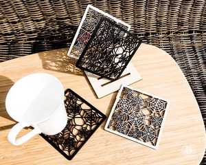 Premium Web Pattern Laser Cut Coaster Set Perfect For Cafe Restaurant Hotel <b>Table</b> Decor And Drink <b>Protection</b> Mat Pads From India - Product Image 4