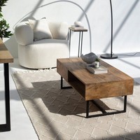 Table basse en bois de manguier Vandana Zenova Sereno avec 1 tiroir et étagère pour un décor moderne