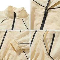 Blouson Unisexe Noir Style Racer Col Montant Fermeture Éclair Décontracté Chic Imperméable Respirant Coupe-Vent Polyester Automne Ample