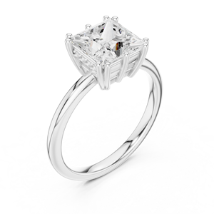 Anillo de Compromiso de Diamantes con Corte Princesa en Oro Rosa para Mujer, Estilo Clásico - Product Image 2