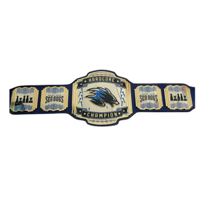 Cinturón de Campeonato Hardcore de los Saint John Sea Dogs - Cinturón Deportivo Azul Personalizable con Detalles Dorados - Trofeo Premium de Colección - Product Image 1