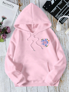 เสื้อฮู้ดดี้สีชมพู ผ้าฝ้าย 100% ระบายอากาศได้ดี ทรงโอเวอร์ไซส์ ดีไซน์ตัวอักษรด้านหลัง ไซส์พลัส สำหรับผู้หญิง สไตล์ลำลอง สตรีทแวร์ เหมาะสำหรับฤดูหนาว - Product Image 4