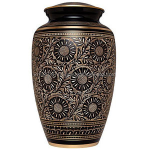 Urne traditionnelle de crémation de cendres humaines pour adultes en aluminium fabriqué à la main pour les restes funéraires stockage d'hommage affichage de mémoire décoratif - Product Image 1