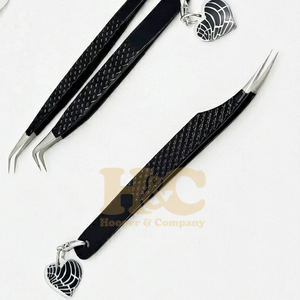 Premium Quality Tweezers With Heart Stainless Steel Charm Tweezer Sustainable Curved Eyelash Extension Tweezers <b>Strong</b> Grip - Product Image 2