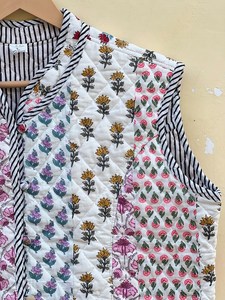 Veste d'hiver et d'automne en coton 100% indien fait main, écologique, matelassée, anti-rides, respirante, séchage rapide, imprimée numériquement - Product Image 5