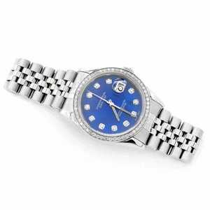 Luxury Moissanite Diamond <b>Watch</b> <b>Blue</b> Dial Stainless Steel Automatic Mechanical Date Hip Hop Iced Out Wristwatch - Product Image 2