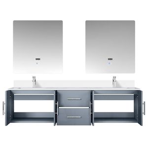 Grigio scuro 72 pollici. L X 22 Pollici Mobile bagno doppio con piano in quarzo bianco e set rubinetteria 30 pollici Specchi LED per Mobili da Bagno - Product Image 5