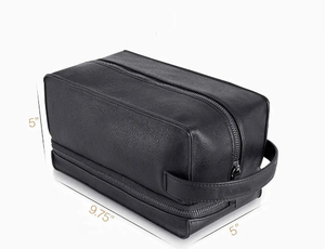 VELANO HIDES Custom Logo Silver Leather Luxury Travel Toiletries <b>Case</b> <b>Organizer</b> Zipper Closure Soft Handle Cosmetic Bag - Product Image 4